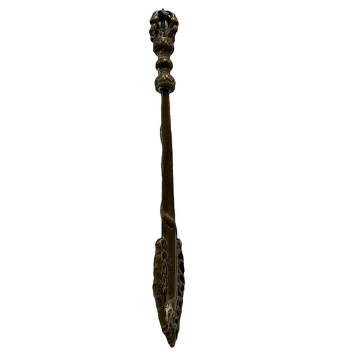 912 - An antique Tibetan Bronze Ritual Phurba Dagger, with intricate carved designs and vajra-style handle... 