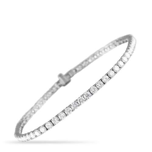 1113 - A 14K White Gold 4.95ct Lab-Grown Diamond Tennis Bracelet. This 14k white bracelet features a single... 