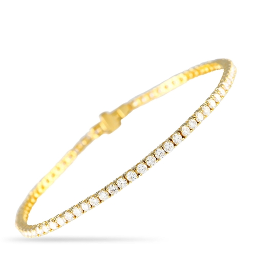 1153 - A 14K Yellow Gold 3.02ct Lab-Grown Diamond Tennis Bracelet. A total of 77 round brilliant lab diamon... 