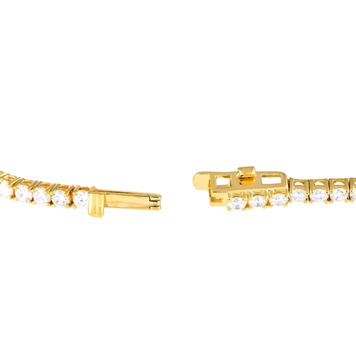 1153 - A 14K Yellow Gold 3.02ct Lab-Grown Diamond Tennis Bracelet. A total of 77 round brilliant lab diamon... 