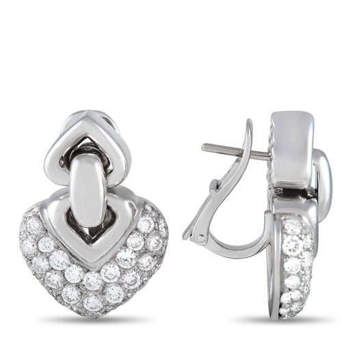 116 - A pair of Bvlgari Doppio Cuore 18K White Gold 2.25ct Diamond Earrings. These Bvlgari Doppio Cuore ea... 