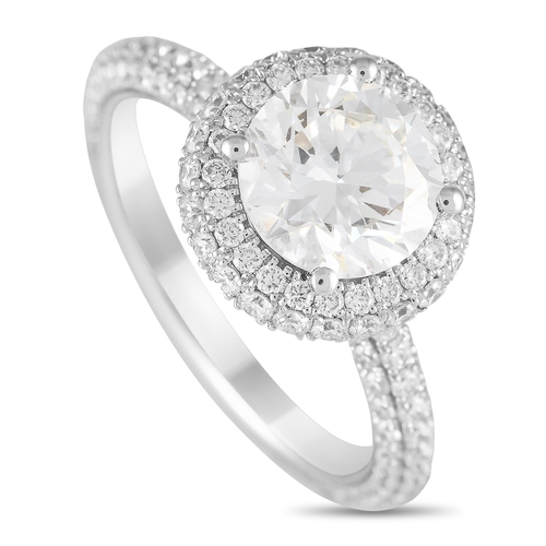 1160 - A 14K White Gold 3.18ct Lab Grown Diamond Ring. An 1.98 carat round-cut Lab Grown Diamond sparkles b... 