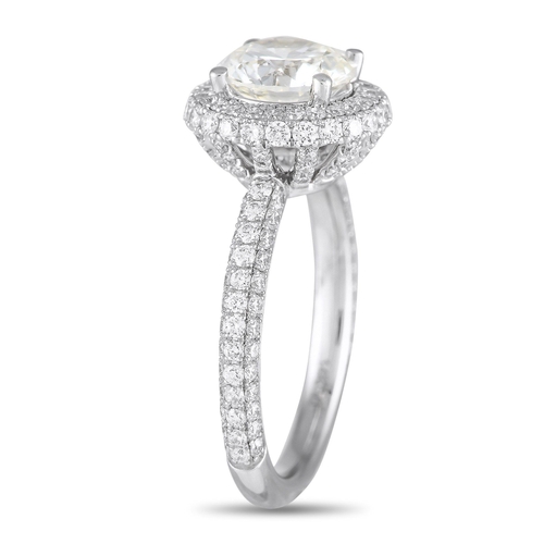 1160 - A 14K White Gold 3.18ct Lab Grown Diamond Ring. An 1.98 carat round-cut Lab Grown Diamond sparkles b... 