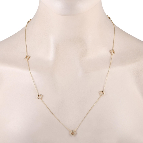 1167 - A 14K Yellow Gold 1.0ct Diamond Quatrefoil Station Necklace. Features a golden chain with diamond-st... 