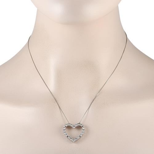 1174 - A 14K White Gold 2.0ct Diamond Heart Necklace. A heart-shaped pendant covered in Diamonds with a tot... 