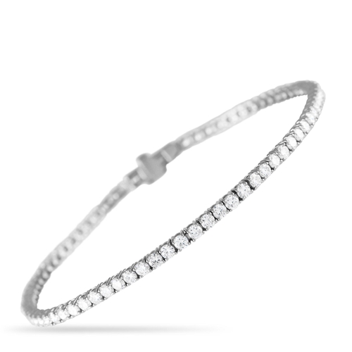 1196 - An 14K White Gold 2.55ct Lab-Grown Diamond Tennis Bracelet. A total of 76 round brilliant lab diamon... 