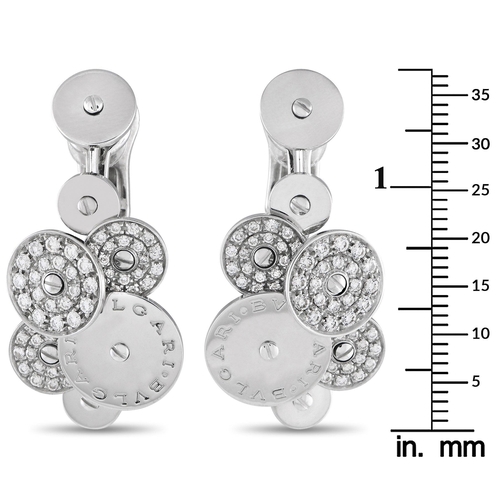 328 - A pair of Bvlgari Cicladi 18K White Gold 1.25ct Diamond Clip-On Earrings. Circular shapes and sparkl... 