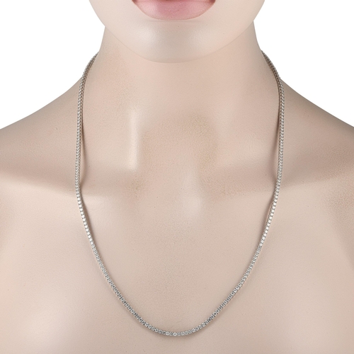 411 - An 14K White Gold 10.74ct Lab-Grown Diamond Tennis Necklace. It features 252 round brilliant lab-gro... 