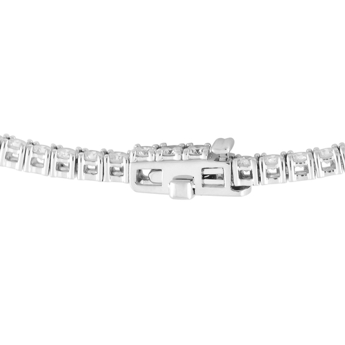 411 - An 14K White Gold 10.74ct Lab-Grown Diamond Tennis Necklace. It features 252 round brilliant lab-gro... 