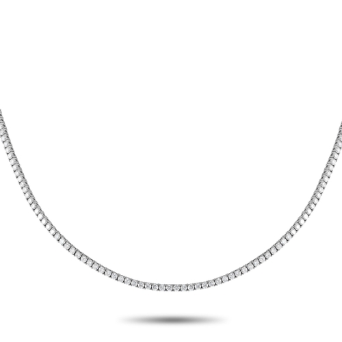 510 - A 14K White Gold 6.97ct Lab-Grown Diamond Tennis Necklace. It measures 17.5 inches long and features... 