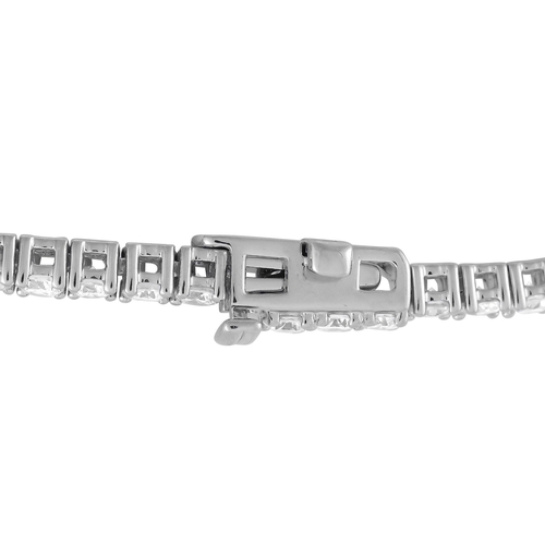 510 - A 14K White Gold 6.97ct Lab-Grown Diamond Tennis Necklace. It measures 17.5 inches long and features... 