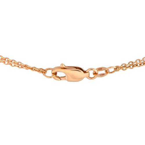 531 - A Bucherer 18K Rose Gold 0.89ct Diamond Circle Necklace. The pendant features multiple rings arrange... 