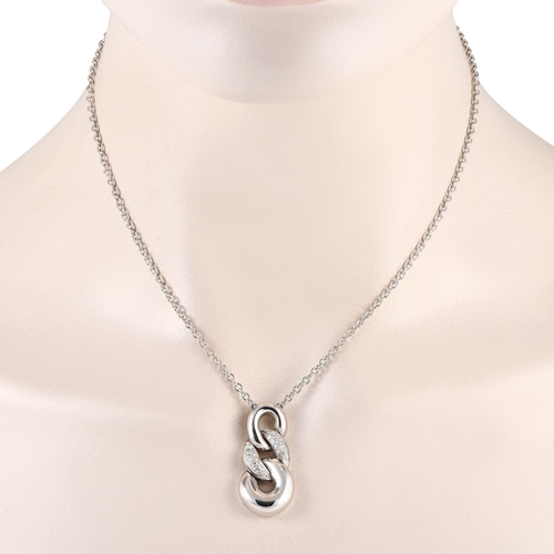 804 - A Bucherer 18K White Gold 0.35ct Diamond Curb Link Pendant Necklace. Measuring 1.25 long by 0.65 wid... 