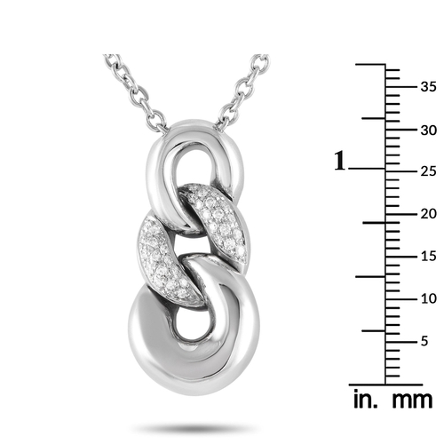 804 - A Bucherer 18K White Gold 0.35ct Diamond Curb Link Pendant Necklace. Measuring 1.25 long by 0.65 wid... 