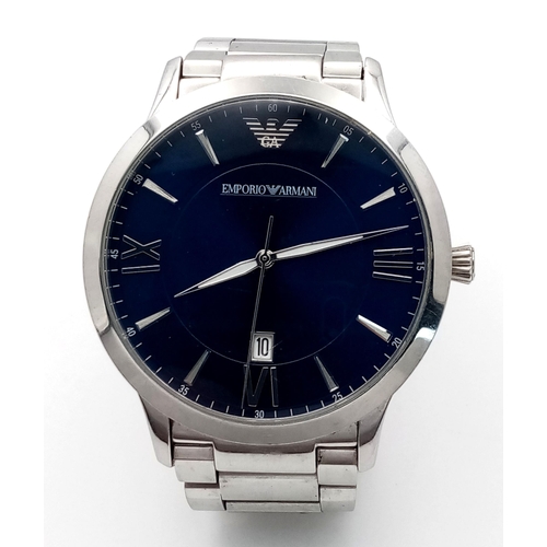 961 - A Blue Face Emporio Armani Mens Watch. As found.