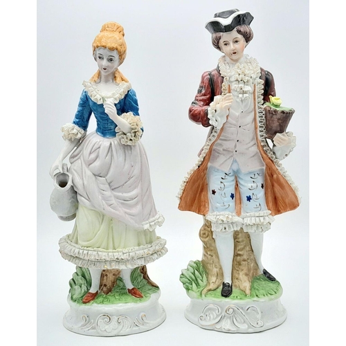 815 - Two Large Vintage Wallendorf Dancing Lady Porcelain Figures. Approx 30cm.