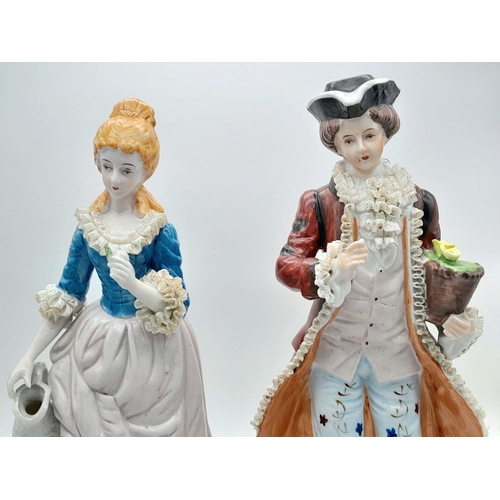 815 - Two Large Vintage Wallendorf Dancing Lady Porcelain Figures. Approx 30cm.