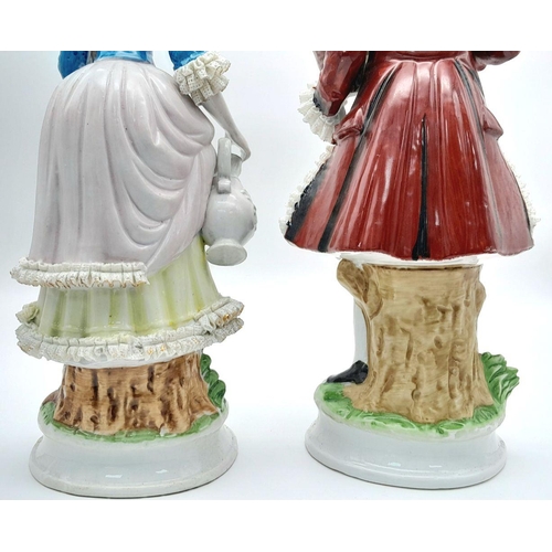 815 - Two Large Vintage Wallendorf Dancing Lady Porcelain Figures. Approx 30cm.