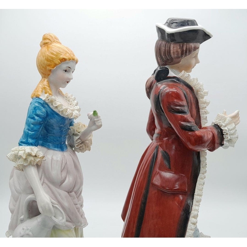 815 - Two Large Vintage Wallendorf Dancing Lady Porcelain Figures. Approx 30cm.