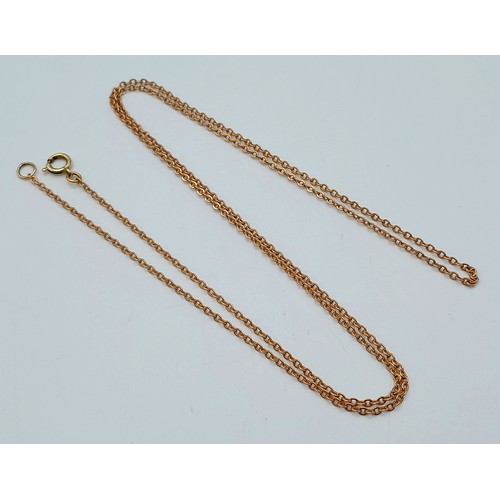 77 - Classic Fine 9 carat GOLD CHAIN NECKLACE. 1.78 grams.  Long length: 50 cm.