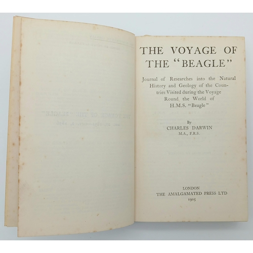 1302 - Three vintage/antique books including a 1905 second edition of 'Voyage of the Beagle' by Darwin.