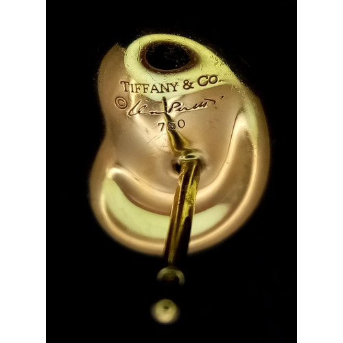 65 - A PAIR OF TIFFANY & CO 18K YELLOW GOLD ELSA PERETTI BEAN DESIGN STUD EARRINGS 4.16G TOTAL WEIGHT. Re... 