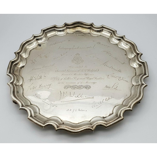 1143 - A SUPERB MILITARY SALVER PRESENTED TO 2ND LIEUTENANT EG DUFFIELD - ON THE OCCASION OF HIS MARRIAGE. ... 