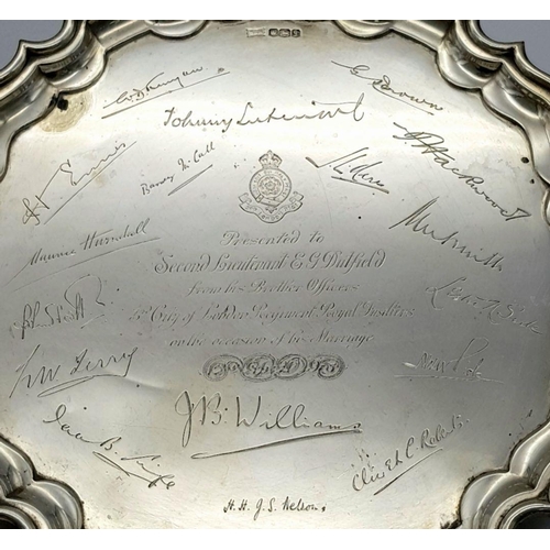 1143 - A SUPERB MILITARY SALVER PRESENTED TO 2ND LIEUTENANT EG DUFFIELD - ON THE OCCASION OF HIS MARRIAGE. ... 