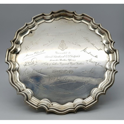 1143 - A SUPERB MILITARY SALVER PRESENTED TO 2ND LIEUTENANT EG DUFFIELD - ON THE OCCASION OF HIS MARRIAGE. ... 