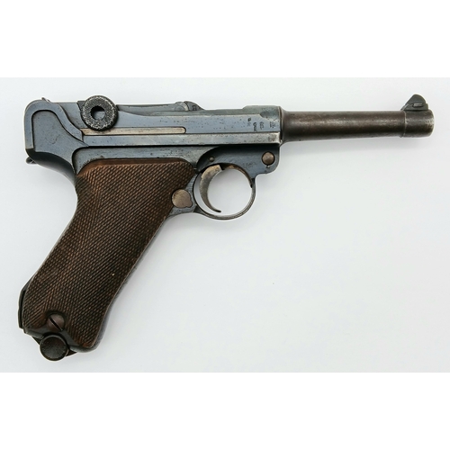 565 - A WW1 Era 1918 Dated German P08 Model Deactivated Luger. This 9mm semi automatic pistol has a 4 inch... 