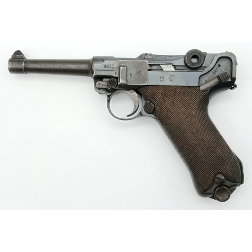 565 - A WW1 Era 1918 Dated German P08 Model Deactivated Luger. This 9mm semi automatic pistol has a 4 inch... 