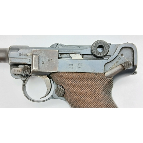 565 - A WW1 Era 1918 Dated German P08 Model Deactivated Luger. This 9mm semi automatic pistol has a 4 inch... 