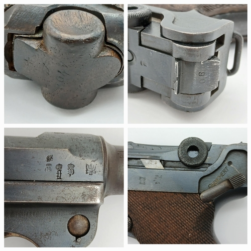 565 - A WW1 Era 1918 Dated German P08 Model Deactivated Luger. This 9mm semi automatic pistol has a 4 inch... 