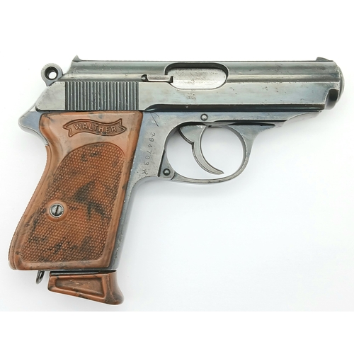 97 - A Rare German Walther PPK WW2 Era Deactivated Pistol with Third Reich Eagle marks. Semi-automatic wi... 