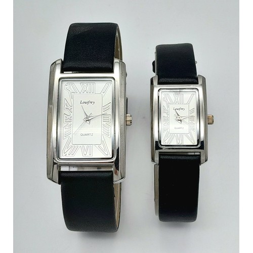 216 - A wonderful HIS and HERS pair of watches by LOUIFREY. Case 32 x 27 mm and 24 x 20 mm dial with engra... 