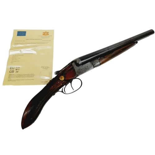 635 - A Deactivated Vintage Onones 12 Gauge Side by Side Sawn-Off Shotgun. Comes with an EU deactivation c... 