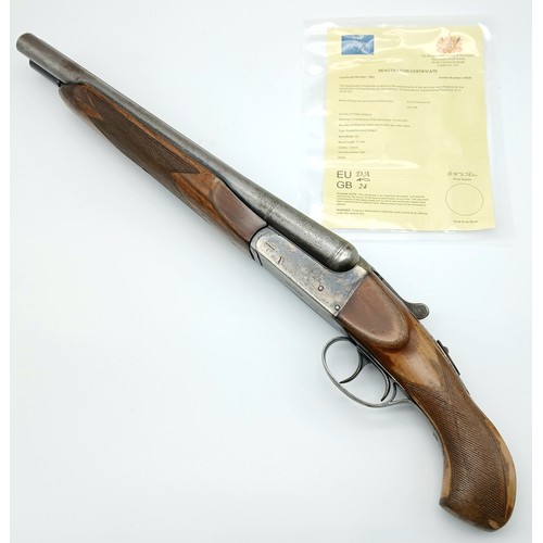 1154 - A Deactivated Vintage 12 Gauge Side by Side Sawn-Off Shotgun. Comes with an EU Deactivation certific... 