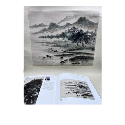 123 - A village by water; Chinese ink and watercolor on paper scroll; Attribute to Li Xiongcai.
Included i... 