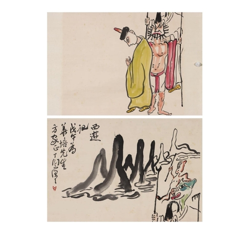 302 - A journey to the west; Chinese ink and watercolor on paper scroll; Attribute to Ding
Yanyong. A lett... 