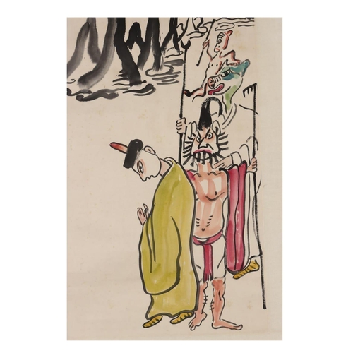 302 - A journey to the west; Chinese ink and watercolor on paper scroll; Attribute to Ding
Yanyong. A lett... 