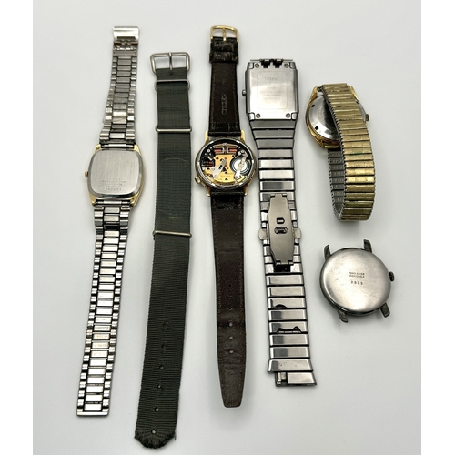 1712 - A selection of vintage men's watches and cases, including brands such as Seiko. A mix of strap and b... 