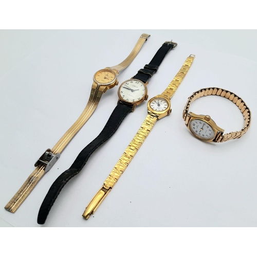 628 - Four ladies watches, to include: Lorus, Mondia, Montine, and Oris. As found.