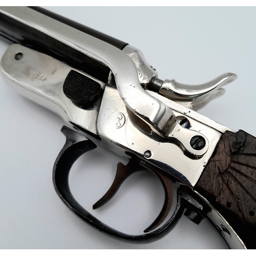 580 - A Deactivated Dick Turpin-Esque Double Barrel Pistol. .44 Calibre. Comes with an EU deactivation cer... 