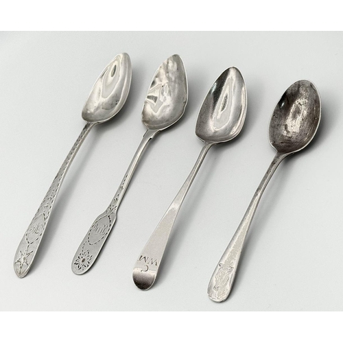 1710 - Four Antique Silver Teaspoons. 45g