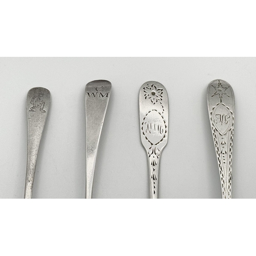 1710 - Four Antique Silver Teaspoons. 45g