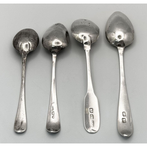 1710 - Four Antique Silver Teaspoons. 45g