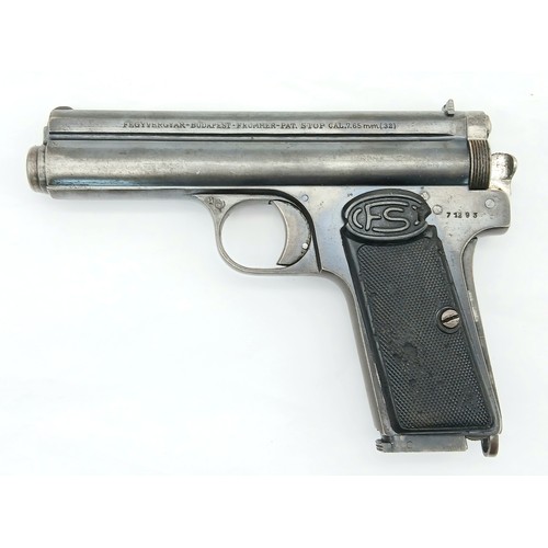 1184 - A Rare Deactivated WW1 German Imperial Army FEG Frommer Strop Pistol. These 7.65 calibre Hungarian p... 