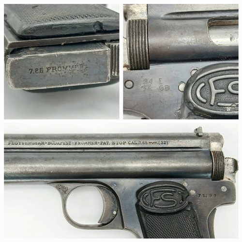 1184 - A Rare Deactivated WW1 German Imperial Army FEG Frommer Strop Pistol. These 7.65 calibre Hungarian p... 