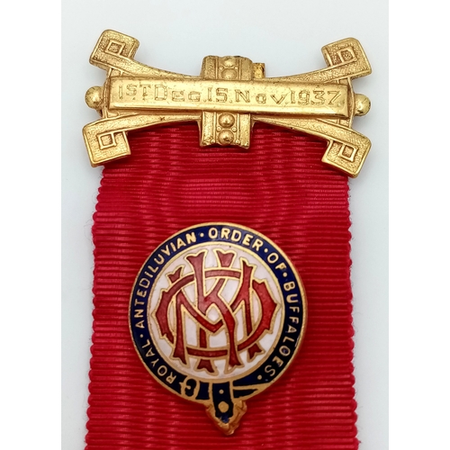 167 - A rare 1942 Knighthood Masonic medal of the patriotic Royal Antediluvian Order of Buffaloes. The ord... 