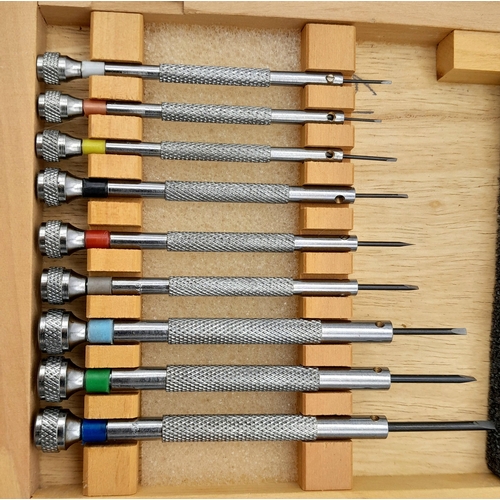 237 - A Horologists’ set of precision miniature flat screwdrivers of excellent quality and spare tips, in ... 